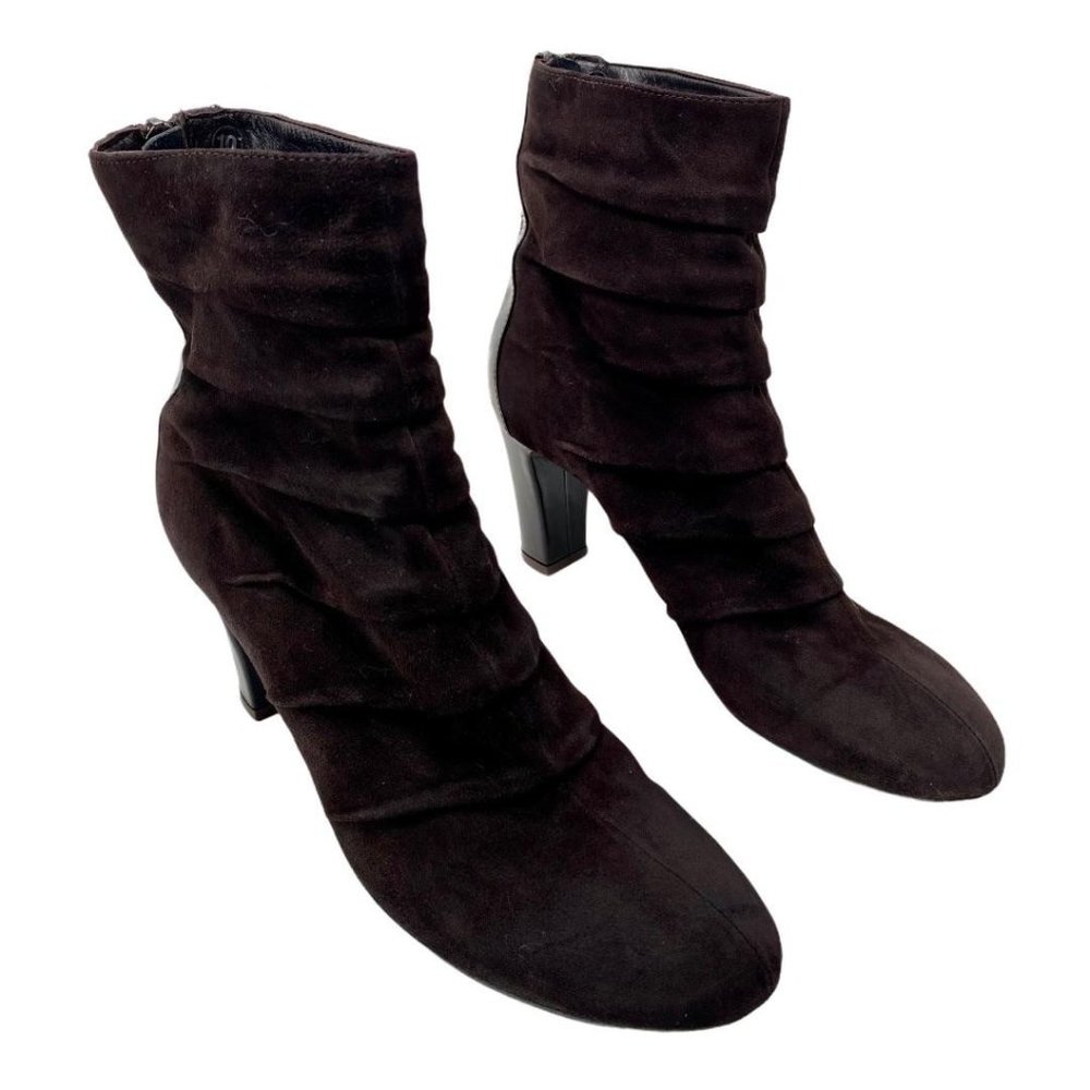 Aquatalia Dark Brown Suede Booties Sz 10 Suede